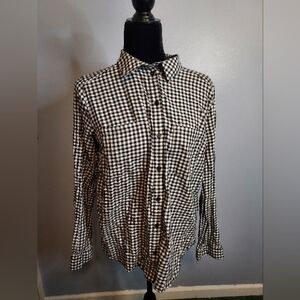 Divided H&M Checkered Black And White Plaid Button Up Long Sleeve Shirt Size 8